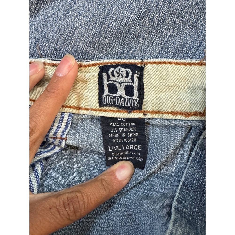 Big Daddy Denim Shorts Mens 48 Blue Medium Wash Loose Fit Five Pocket - Picture 3 of 4